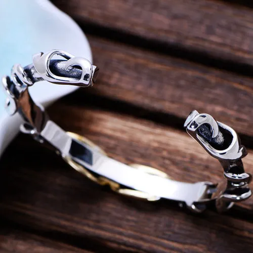 Real Solid 925 Sterling Silver Cuff Bracelet Bangle Cirrus Punk Jewelry