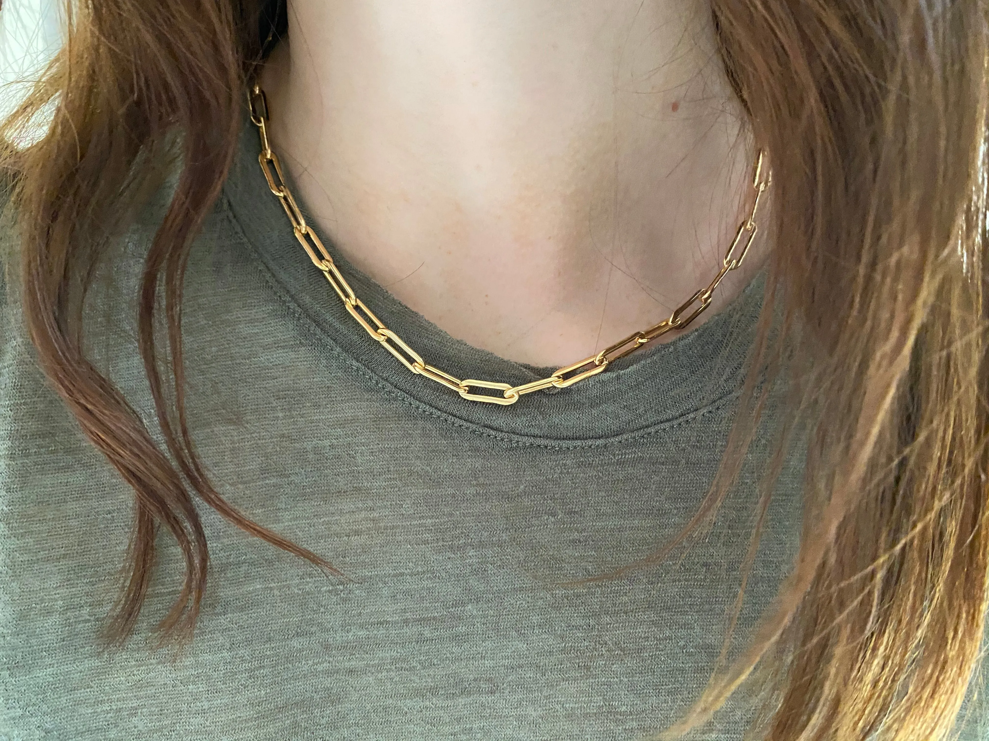 Rectangle Link Chain Choker - Gold