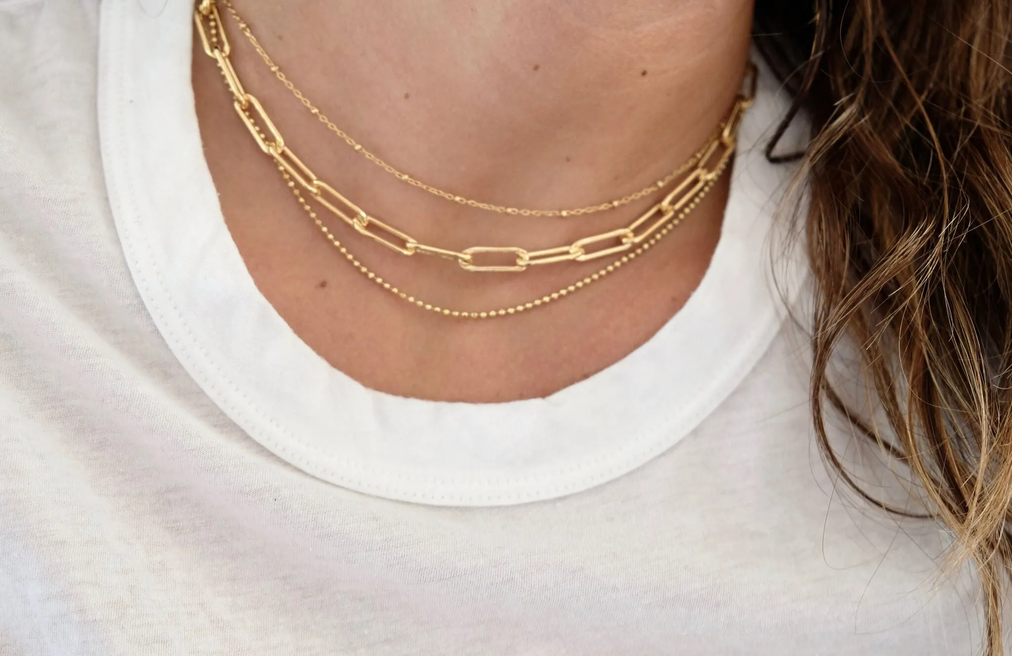 Rectangle Link Chain Choker - Gold