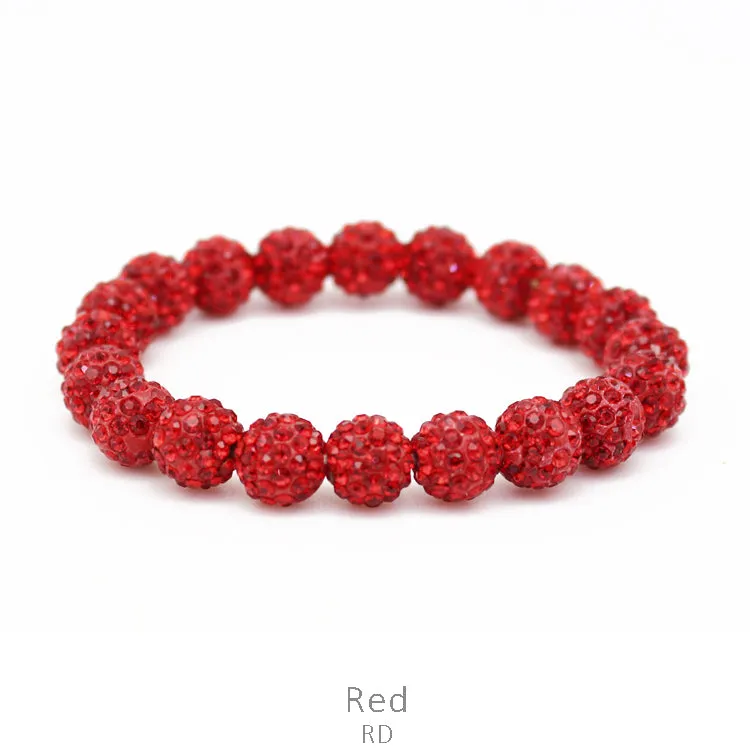Red Bling Rhinestone Beaded Stretch Bracelet