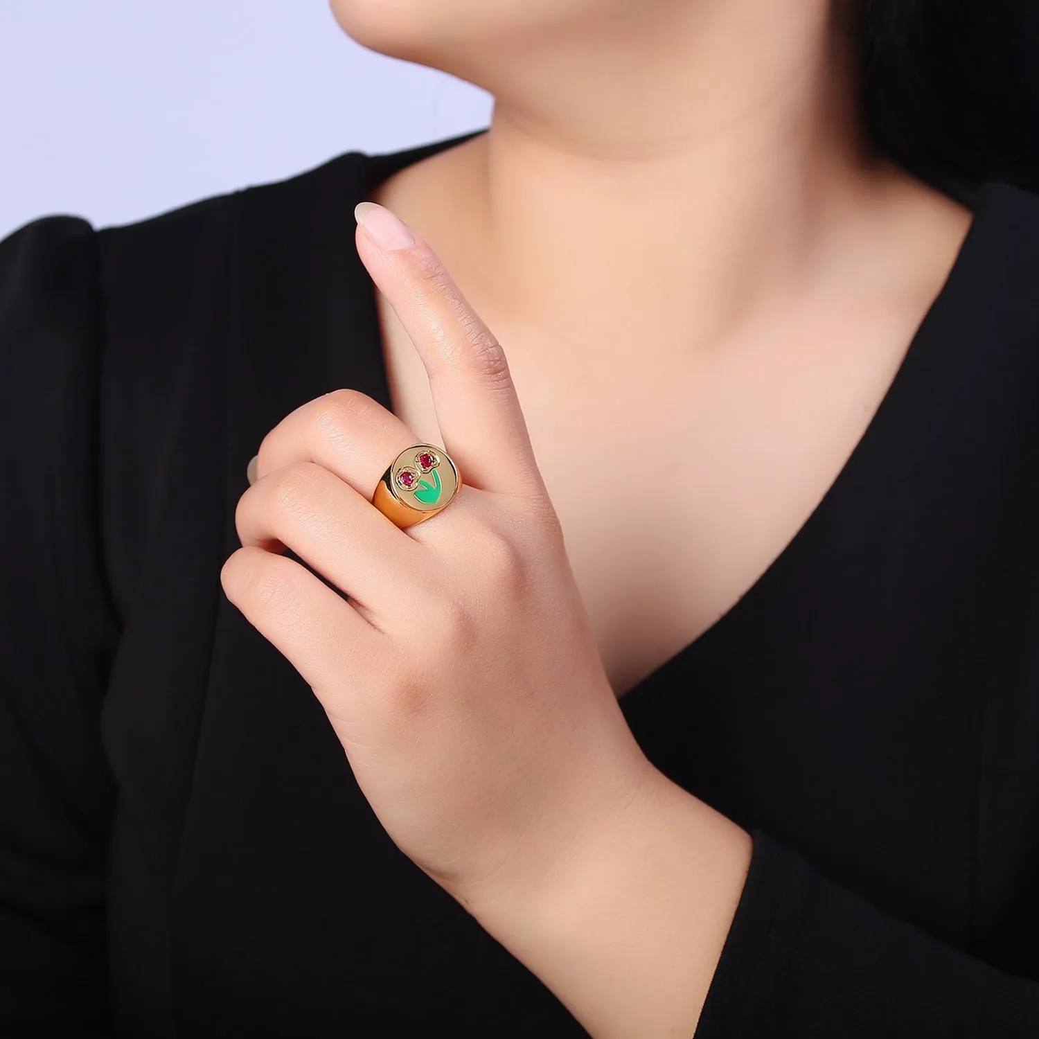 Red Cherry Signet Ring O-2171