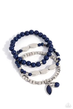 Redefined Romance - Blue - Beaded Paparazzi Stretchy Bracelet