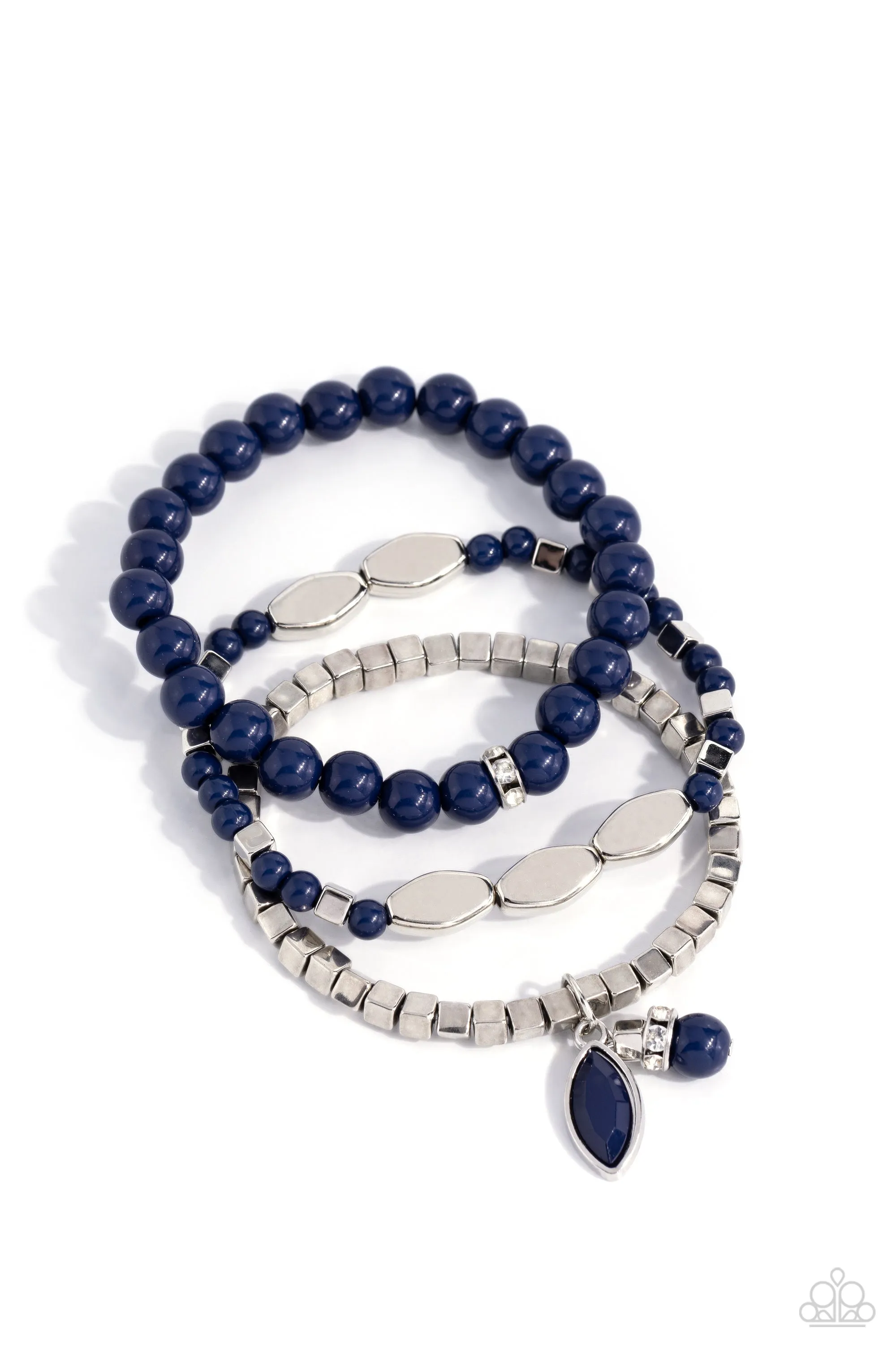 Redefined Romance - Blue - Beaded Paparazzi Stretchy Bracelet