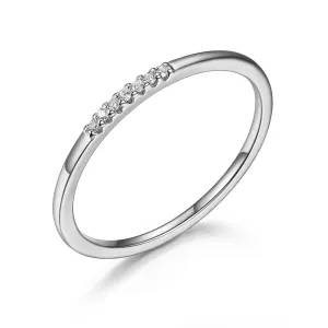 Reign Sterling Silver Rhodium Plated Ultra-Slim CZ Stackable Ring