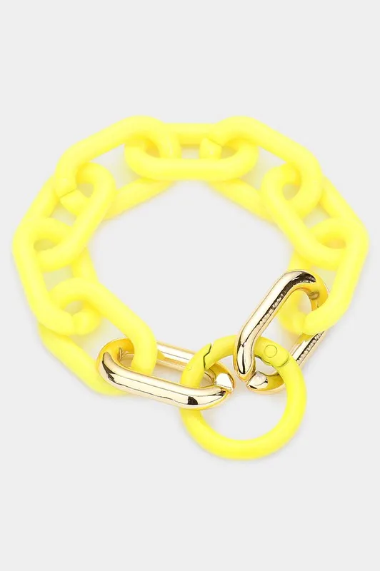 Resin Open Circle Accented Oval Link Bracelet