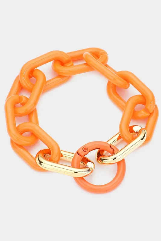 Resin Open Circle Accented Oval Link Bracelet