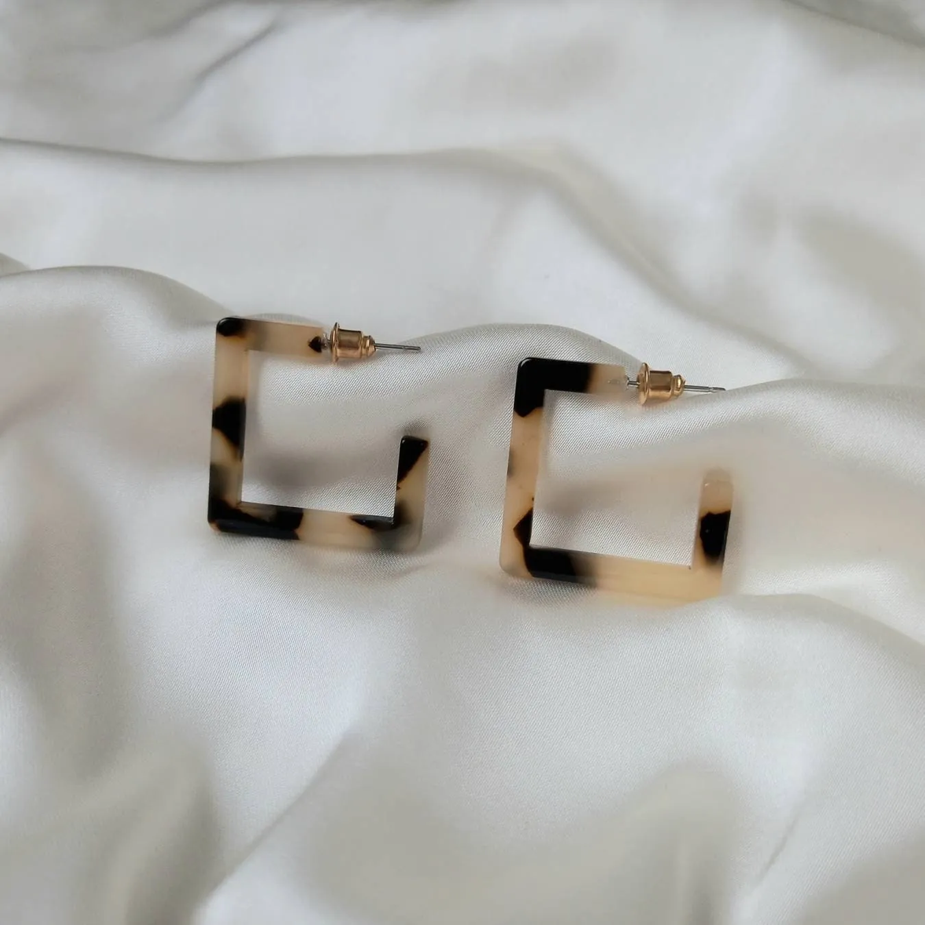 Resin Square Hoop Earrings -  Leopard Print Hoop, Everyday, Lightweight, Abstract Earrings, Unique Earrings,Gold Jewellery,Gold Earrings