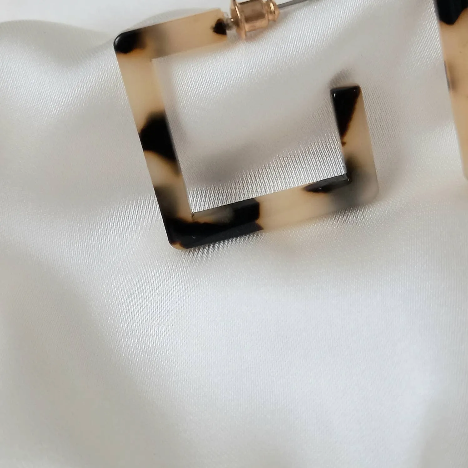 Resin Square Hoop Earrings -  Leopard Print Hoop, Everyday, Lightweight, Abstract Earrings, Unique Earrings,Gold Jewellery,Gold Earrings