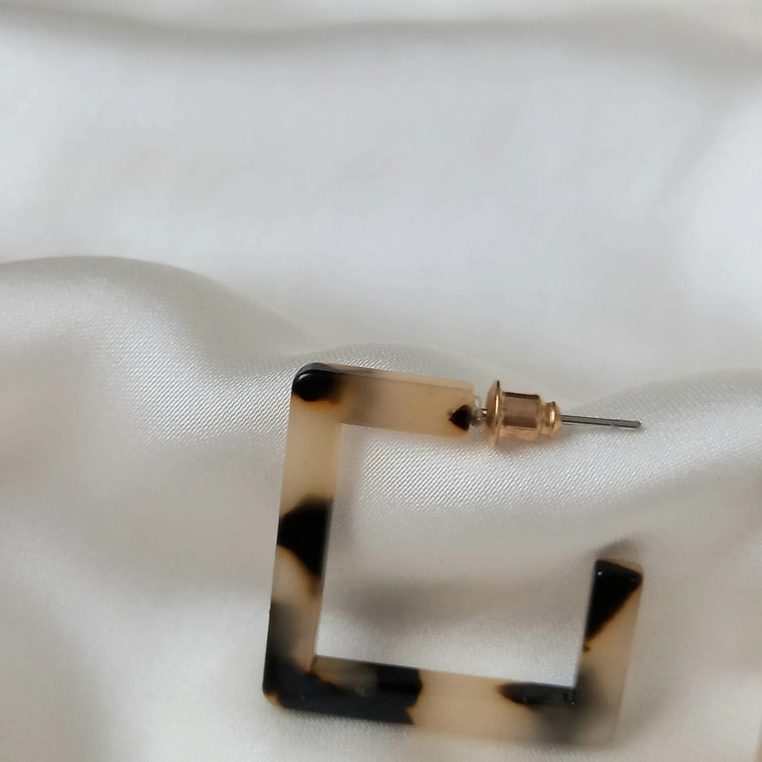 Resin Square Hoop Earrings -  Leopard Print Hoop, Everyday, Lightweight, Abstract Earrings, Unique Earrings,Gold Jewellery,Gold Earrings