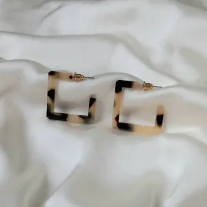 Resin Square Hoop Earrings -  Leopard Print Hoop, Everyday, Lightweight, Abstract Earrings, Unique Earrings,Gold Jewellery,Gold Earrings