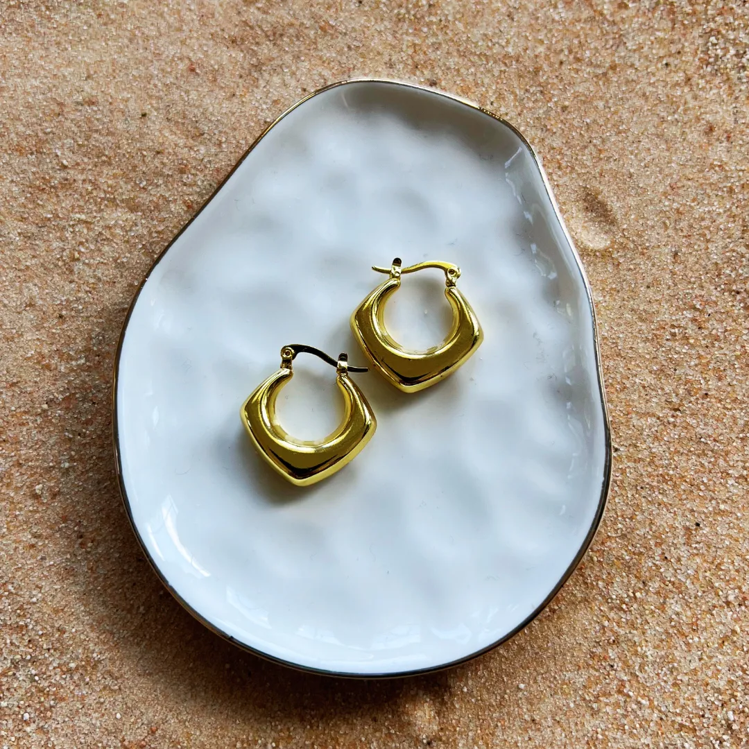 Retro Hoop Earrings - Chunky Rhombus