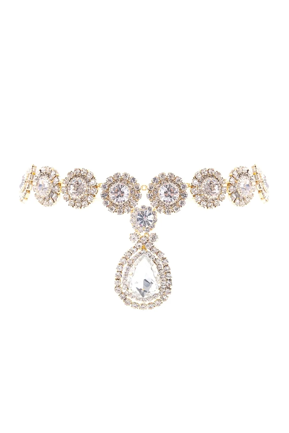 RHINESTONE HALO CHOKER TEARDROP NECKLACE
