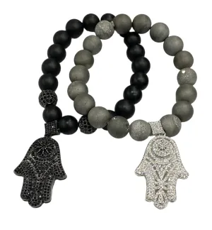 Rhinestone Hamsa Hand Stretch Bracelet