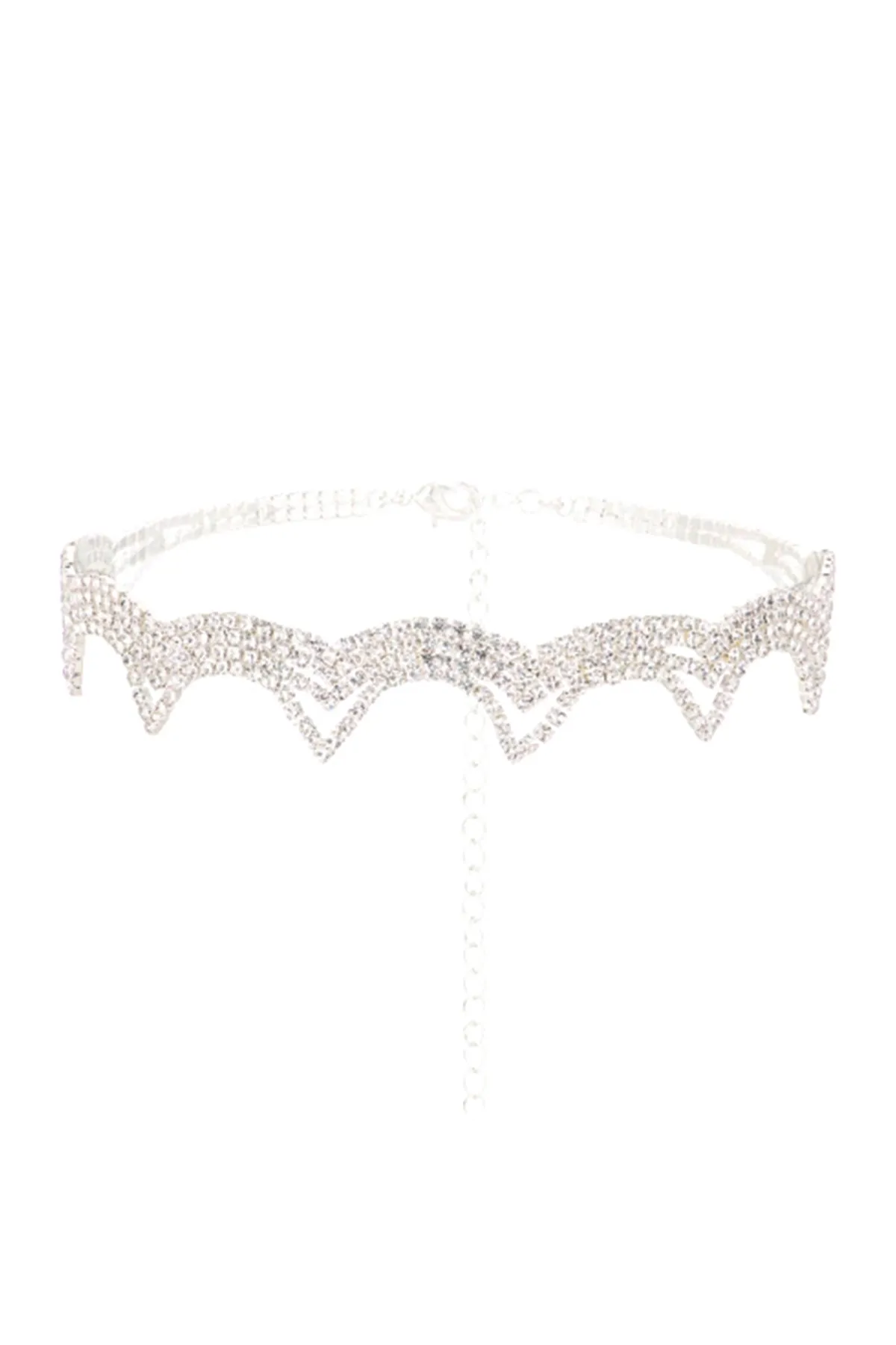RHINESTONE WAVE CHOKER NECKLACE