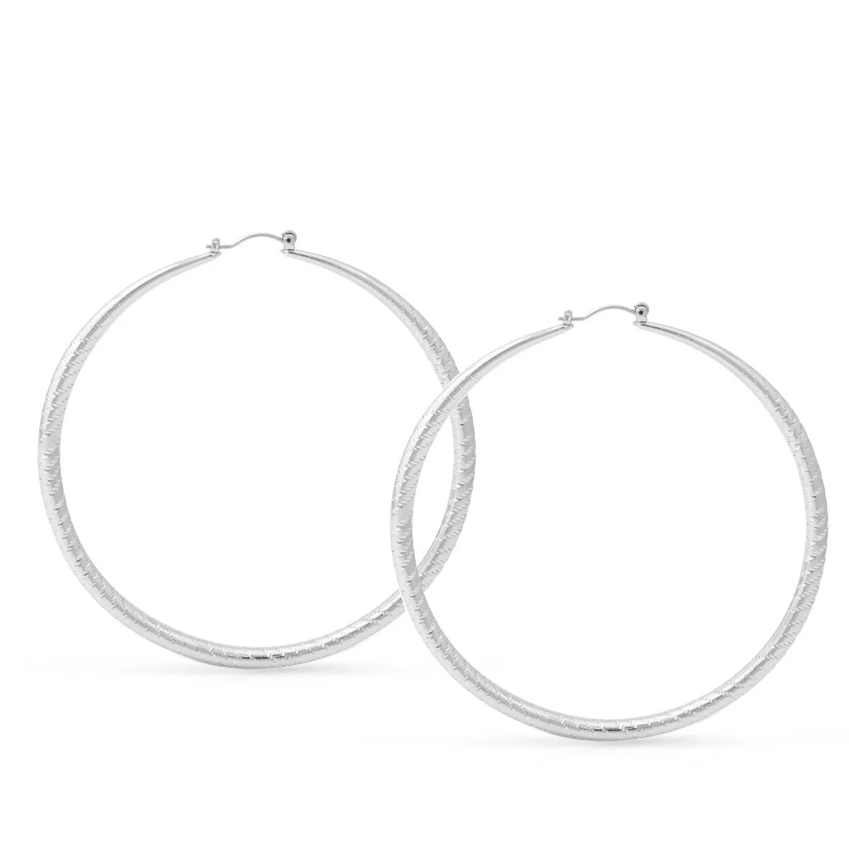 RHODIUM ROUND HOOP EARRINGS #HNE80770-1RD (AI13/TB11)