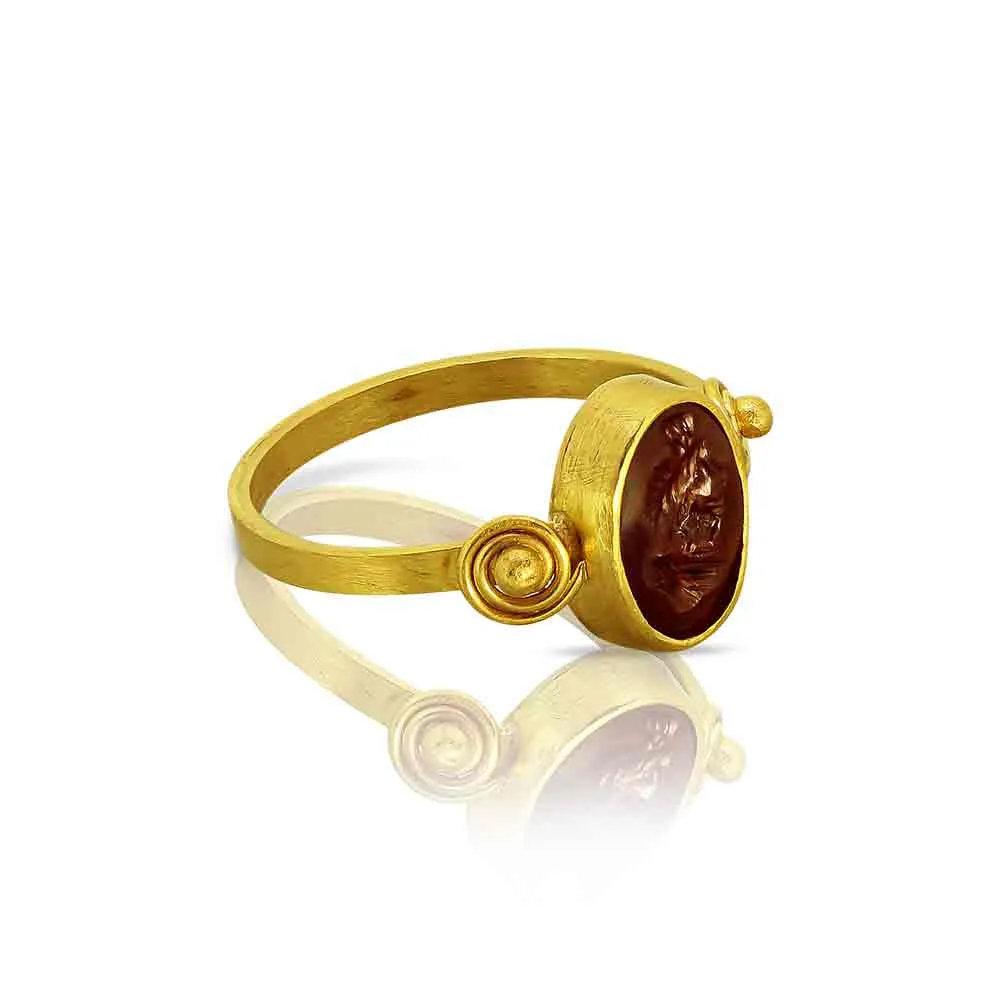 Roman God Ancient Intaglio 22K Ring