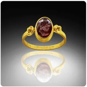 Roman God Ancient Intaglio 22K Ring