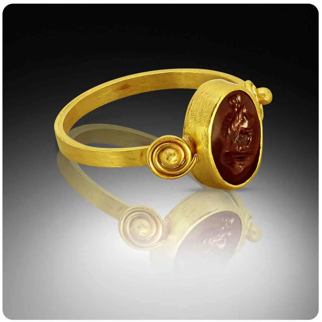 Roman God Ancient Intaglio 22K Ring