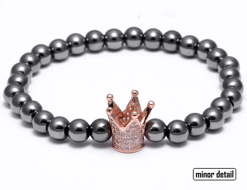 Rose Gold Crown Beaded Bracelet