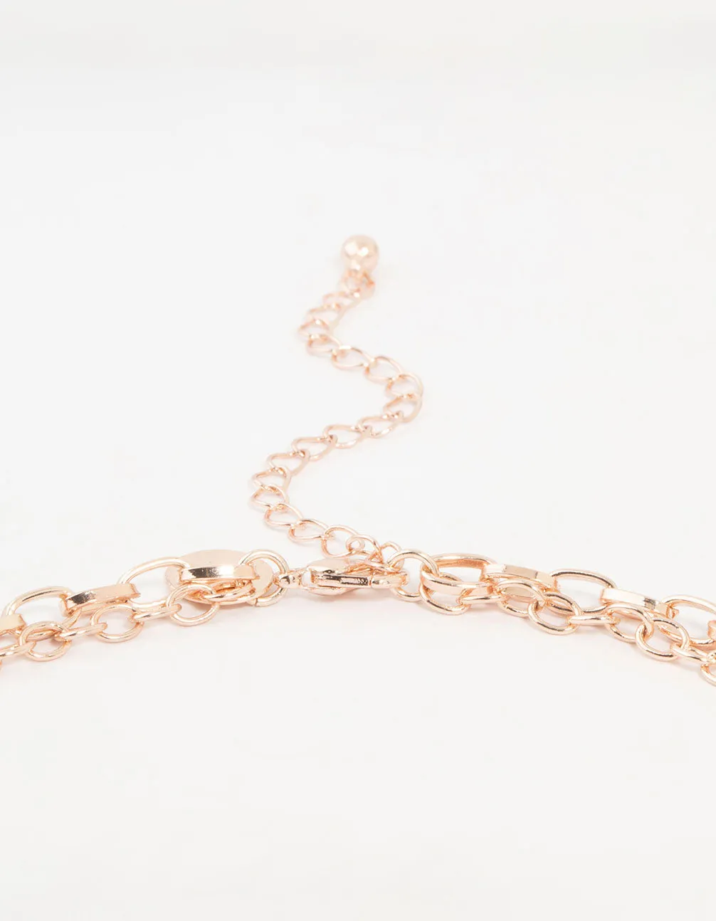 Rose Gold Heart & Green Diamante Charm Layered Necklace