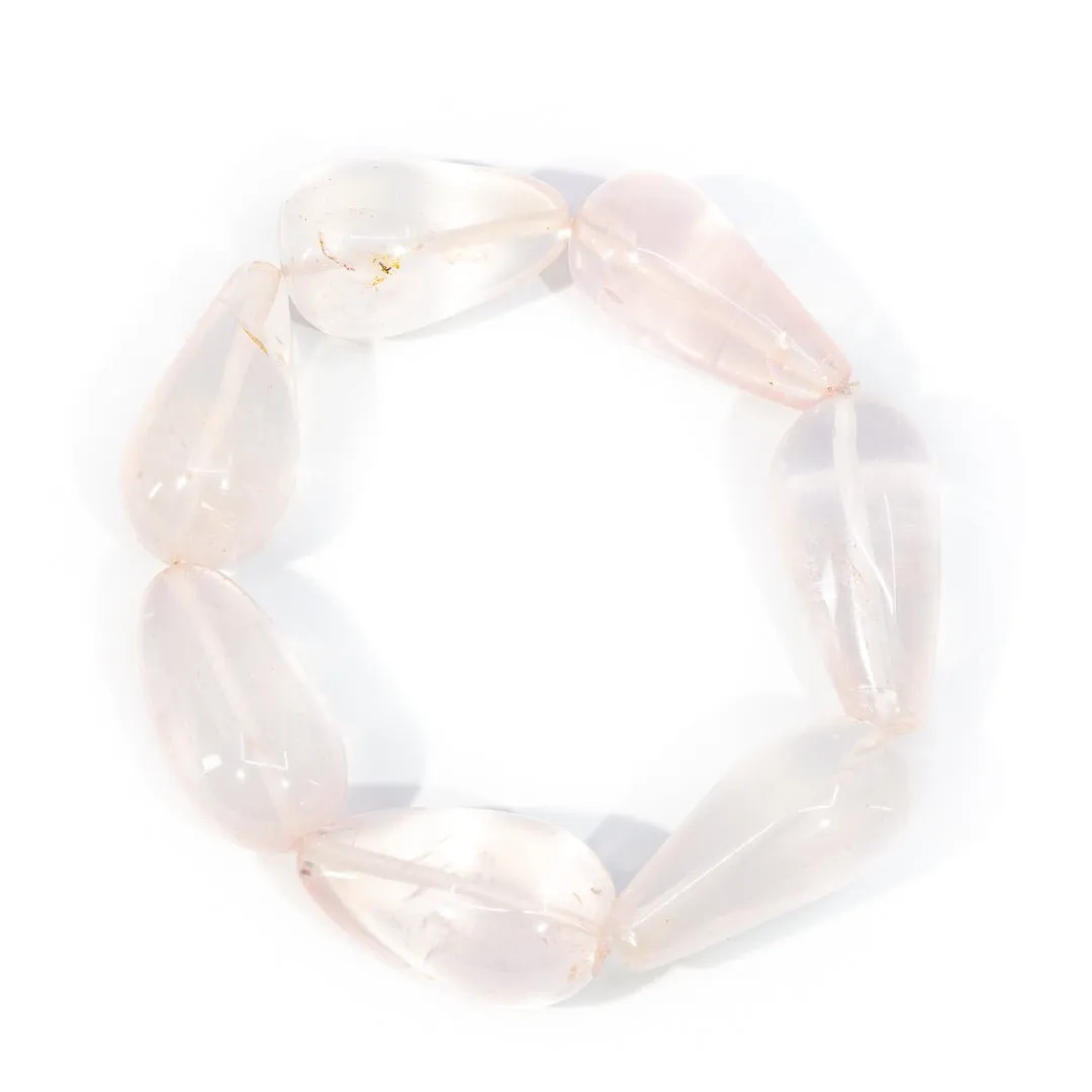 Rose Quartz Chunky Pears Luxury Beaded Bracelet