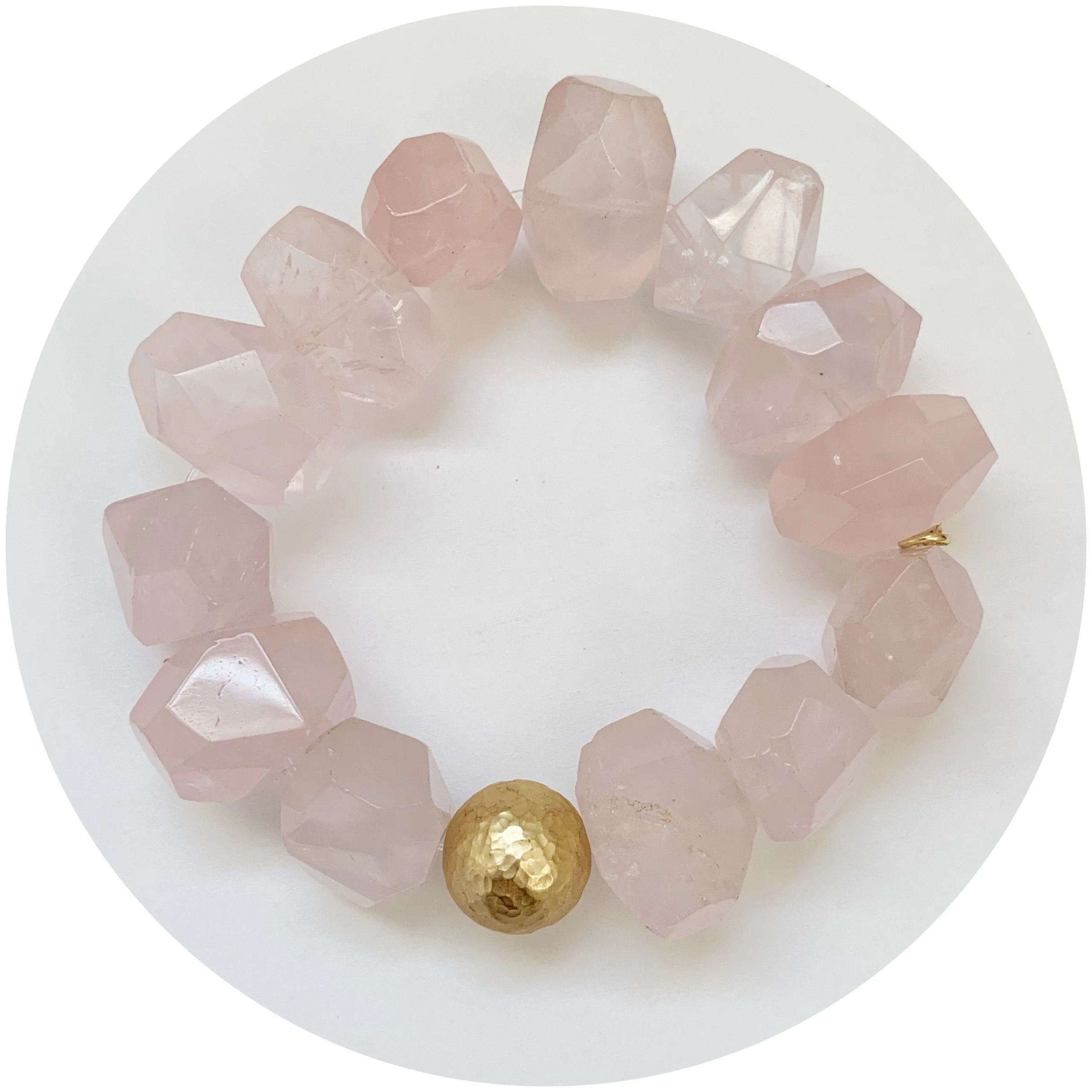 Rose Quartz Nugget with Hammered Gold Accent
