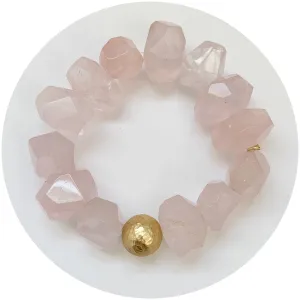Rose Quartz Nugget with Hammered Gold Accent