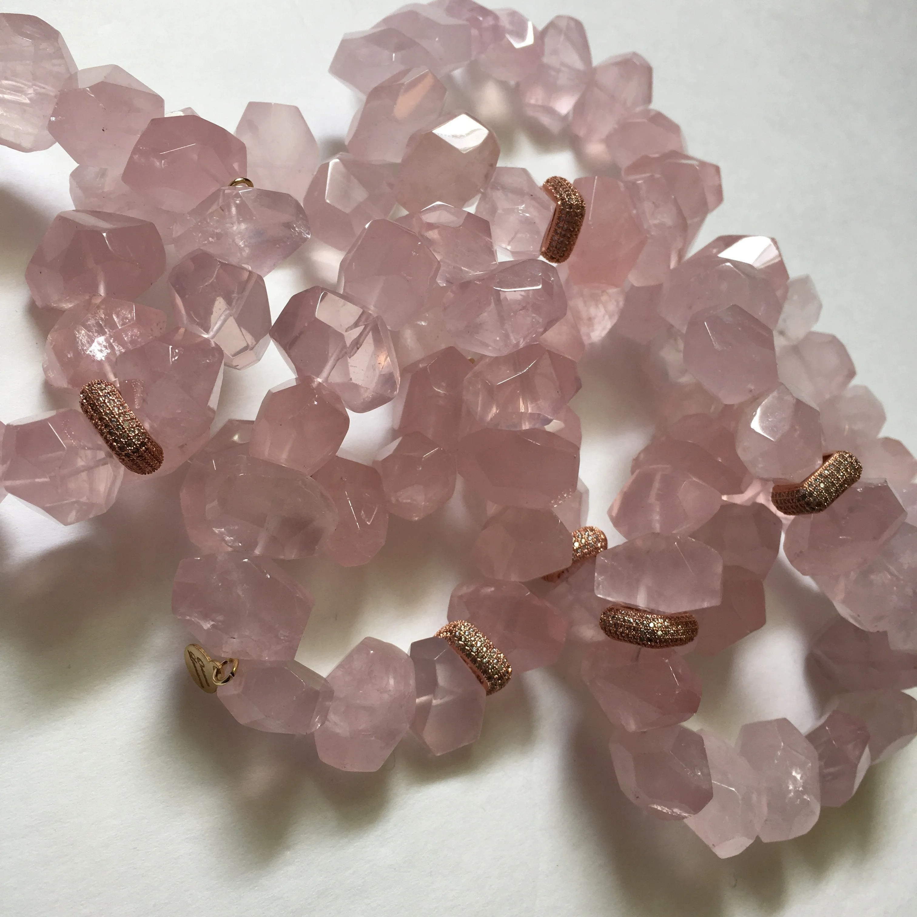 Rose Quartz Nugget with Hammered Gold Accent