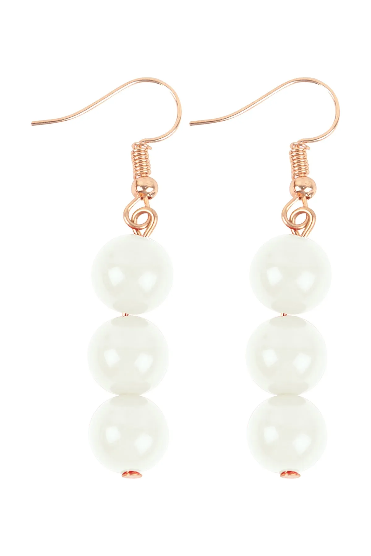 Round Bead Layered Statement Necklace and Earring Set White - Pack of 6