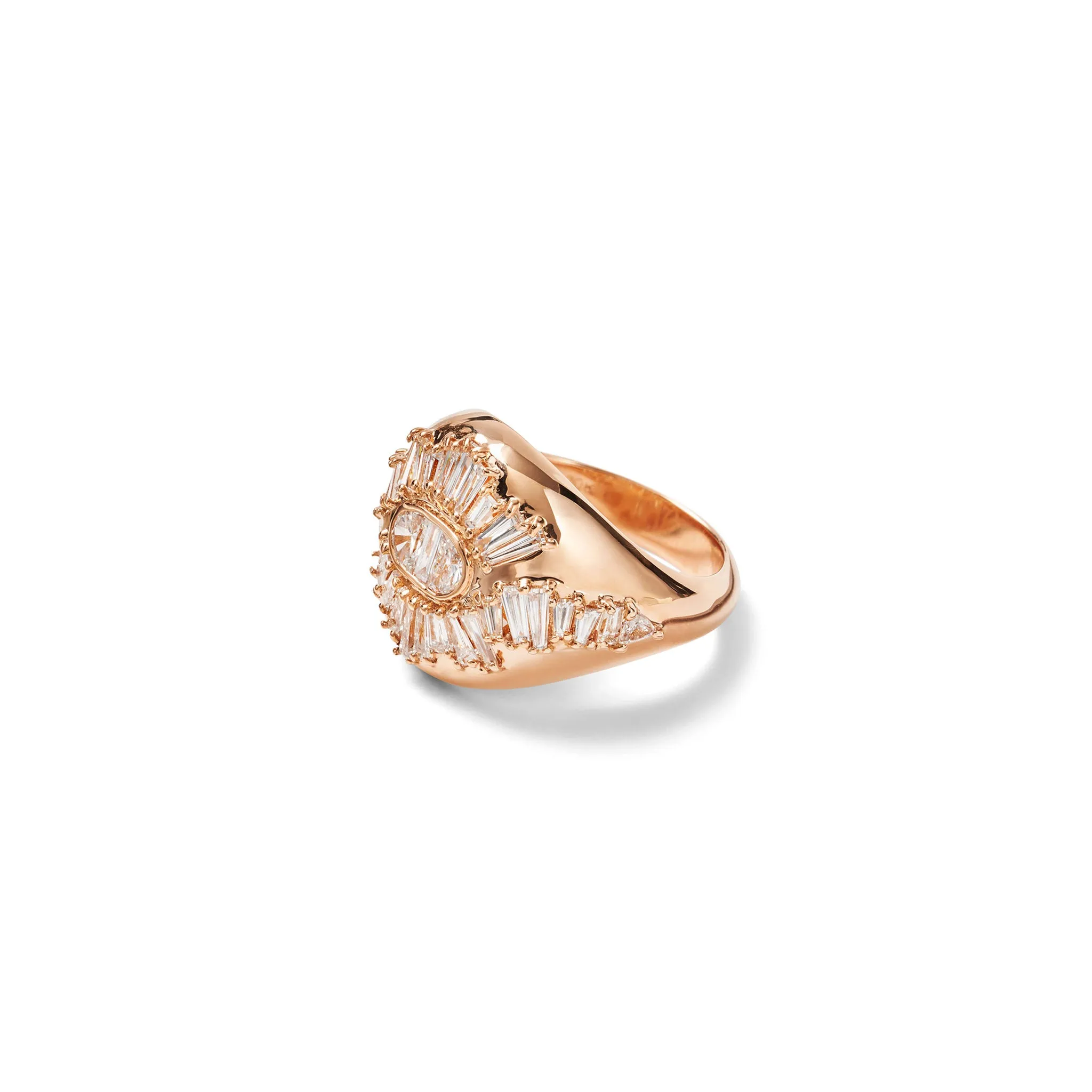 Ruched Emblem Ring - Diamond