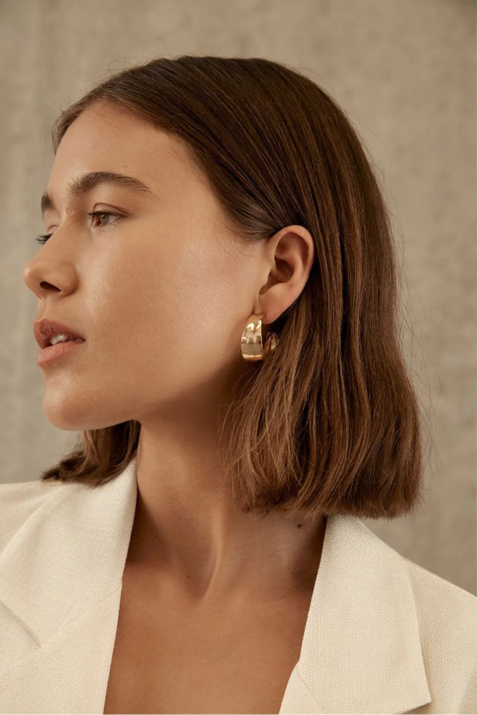 Sabana Gold Wide Stud Hoop EOL Earrings
