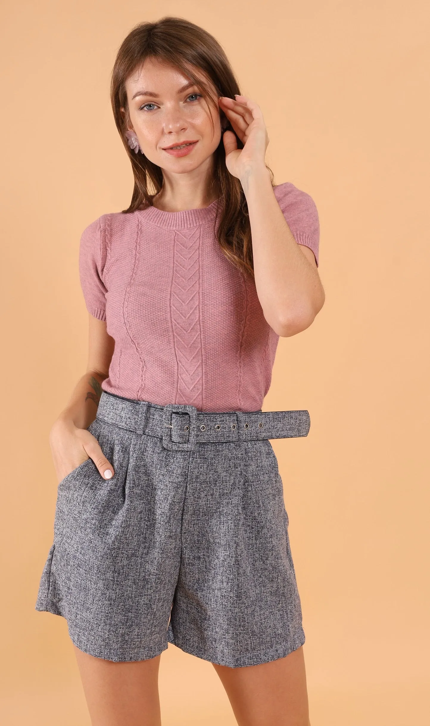 SAM Crew-Neck Knit Top (Lilac)