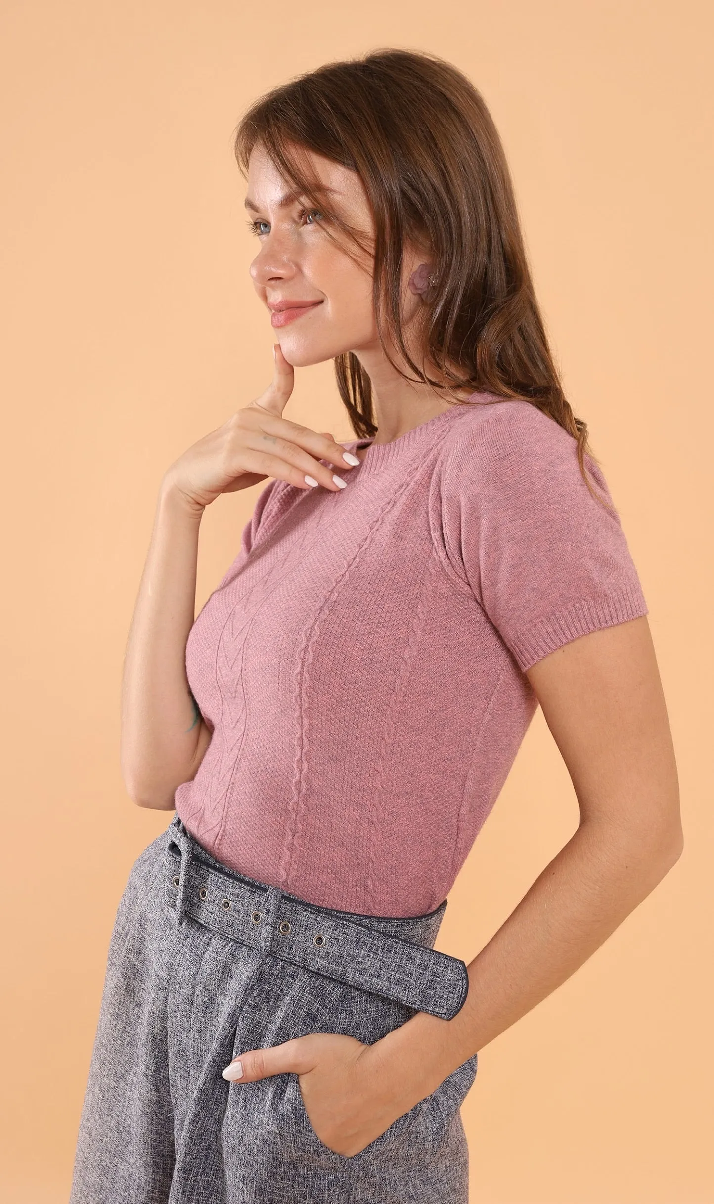 SAM Crew-Neck Knit Top (Lilac)