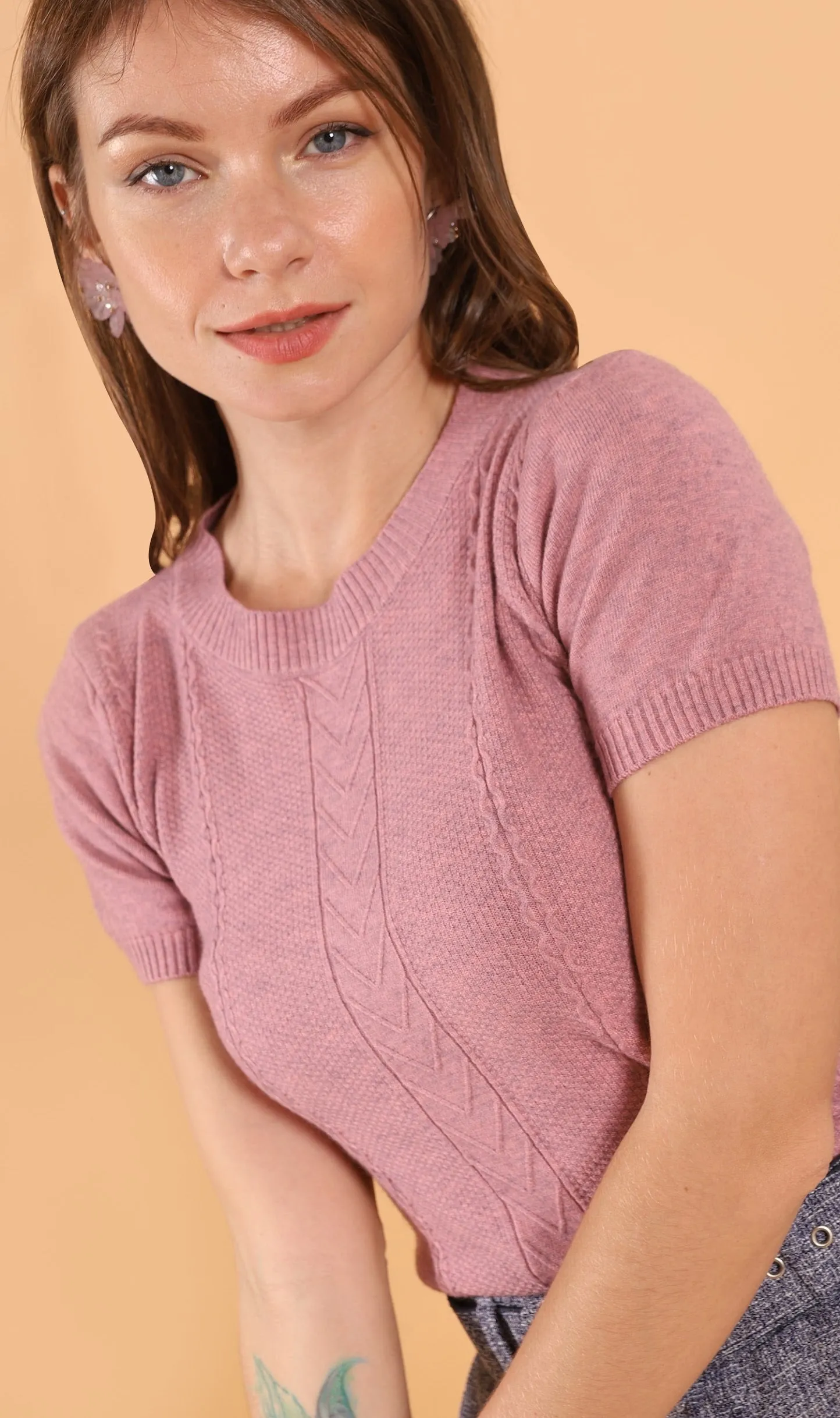 SAM Crew-Neck Knit Top (Lilac)
