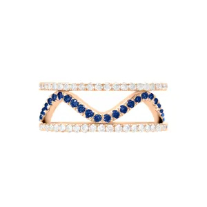 Sapphire & Diamond Wavy Ring