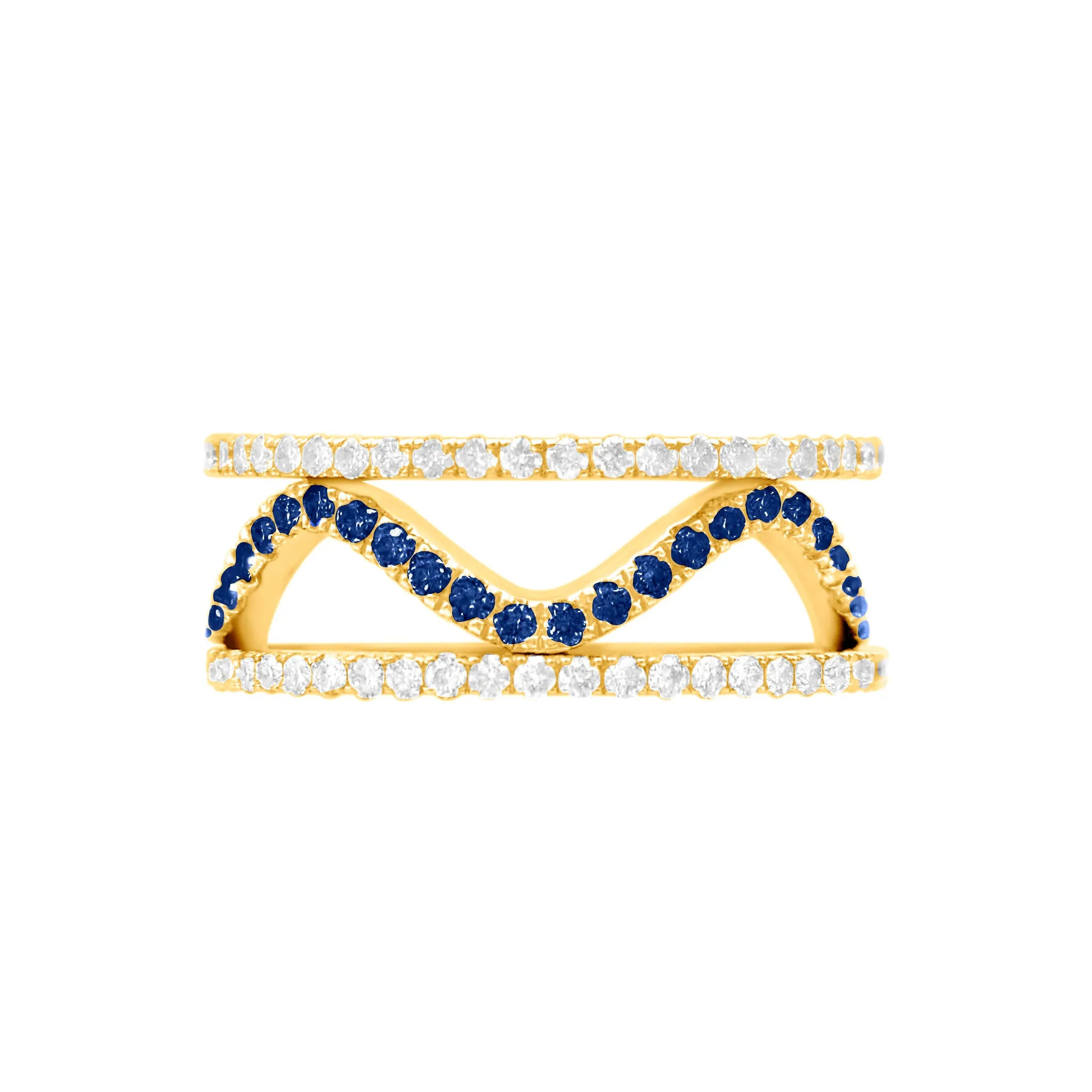 Sapphire & Diamond Wavy Ring