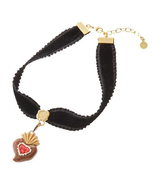 Selectable Happiness Velvet Ribbon Choker (Black & Gold)【Japan Jewelry】