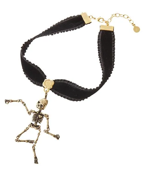 Selectable Happiness Velvet Ribbon Choker (Black & Gold)【Japan Jewelry】