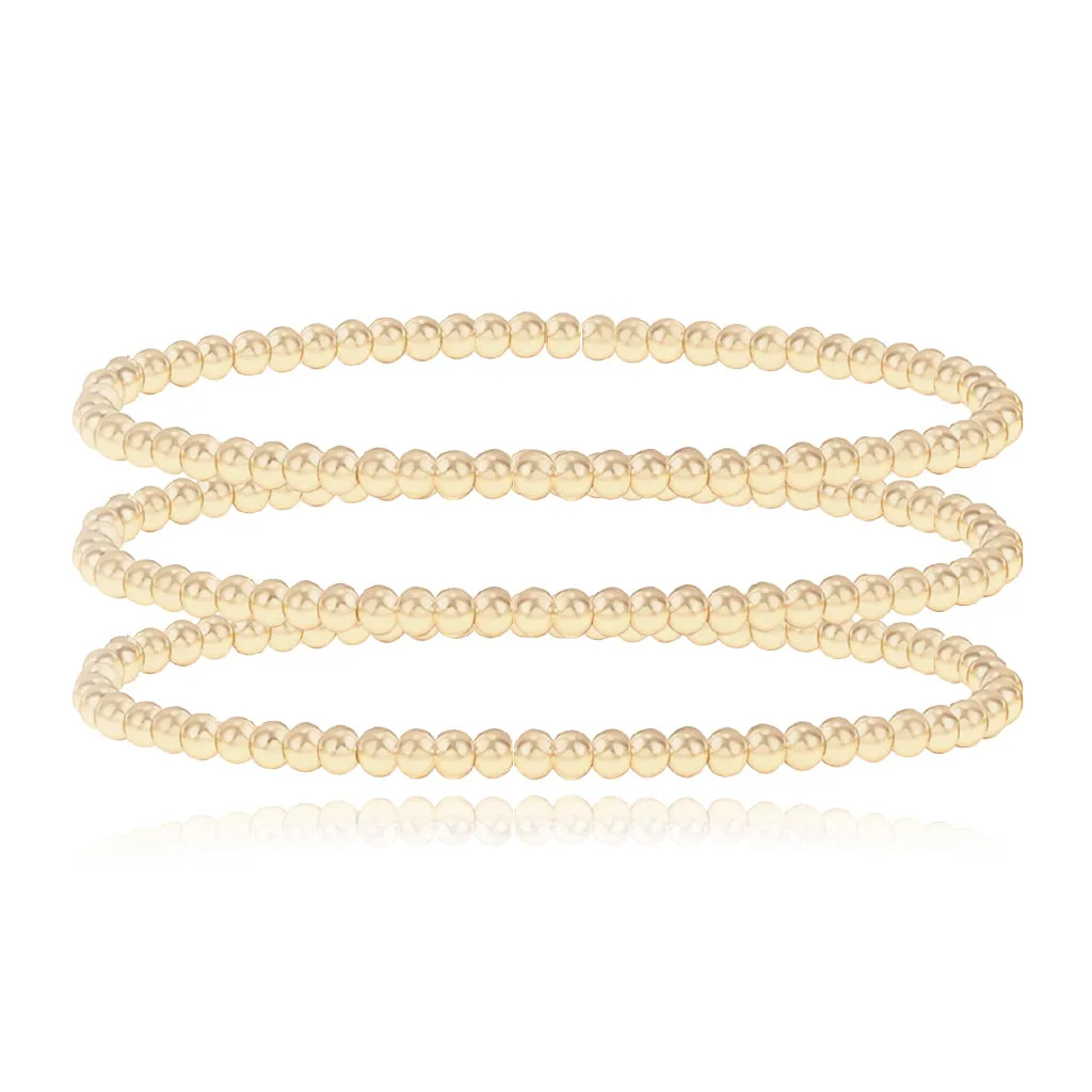 Set Three Gold Beaded Bracelet