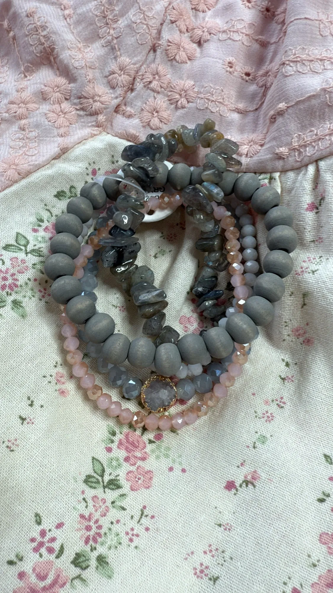 Shadow Flare Bracelet Stack, Olive Multi