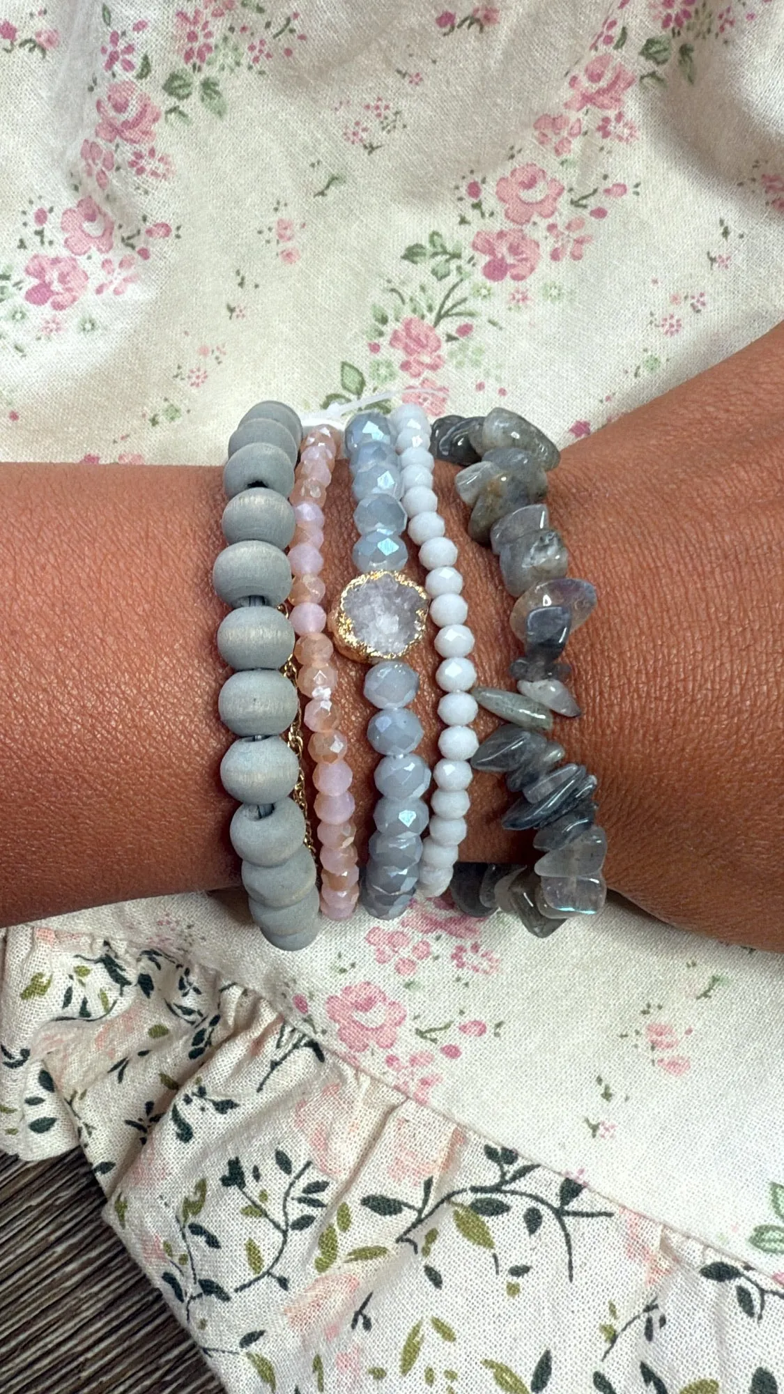 Shadow Flare Bracelet Stack, Olive Multi