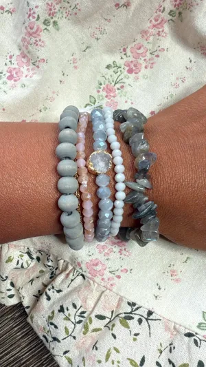 Shadow Flare Bracelet Stack, Olive Multi