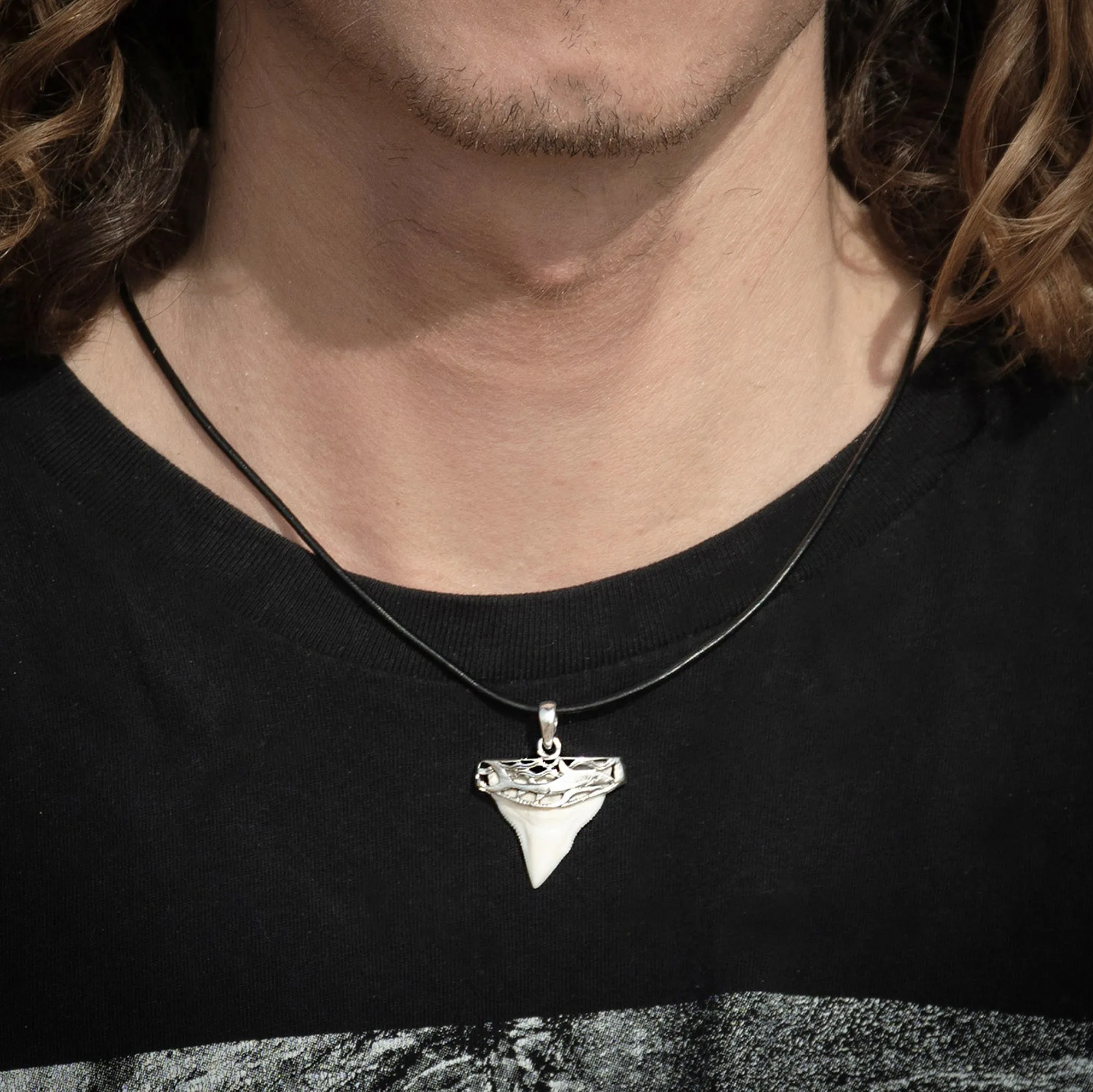 Shark Tooth In Carved Silver s2