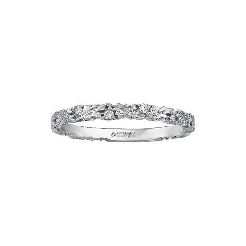 Shelly Purdy 14K White Gold (0.07ct) Maple Leaf Diamond Stackable Ring