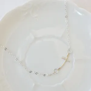 Side Cross Necklace - Sterling
