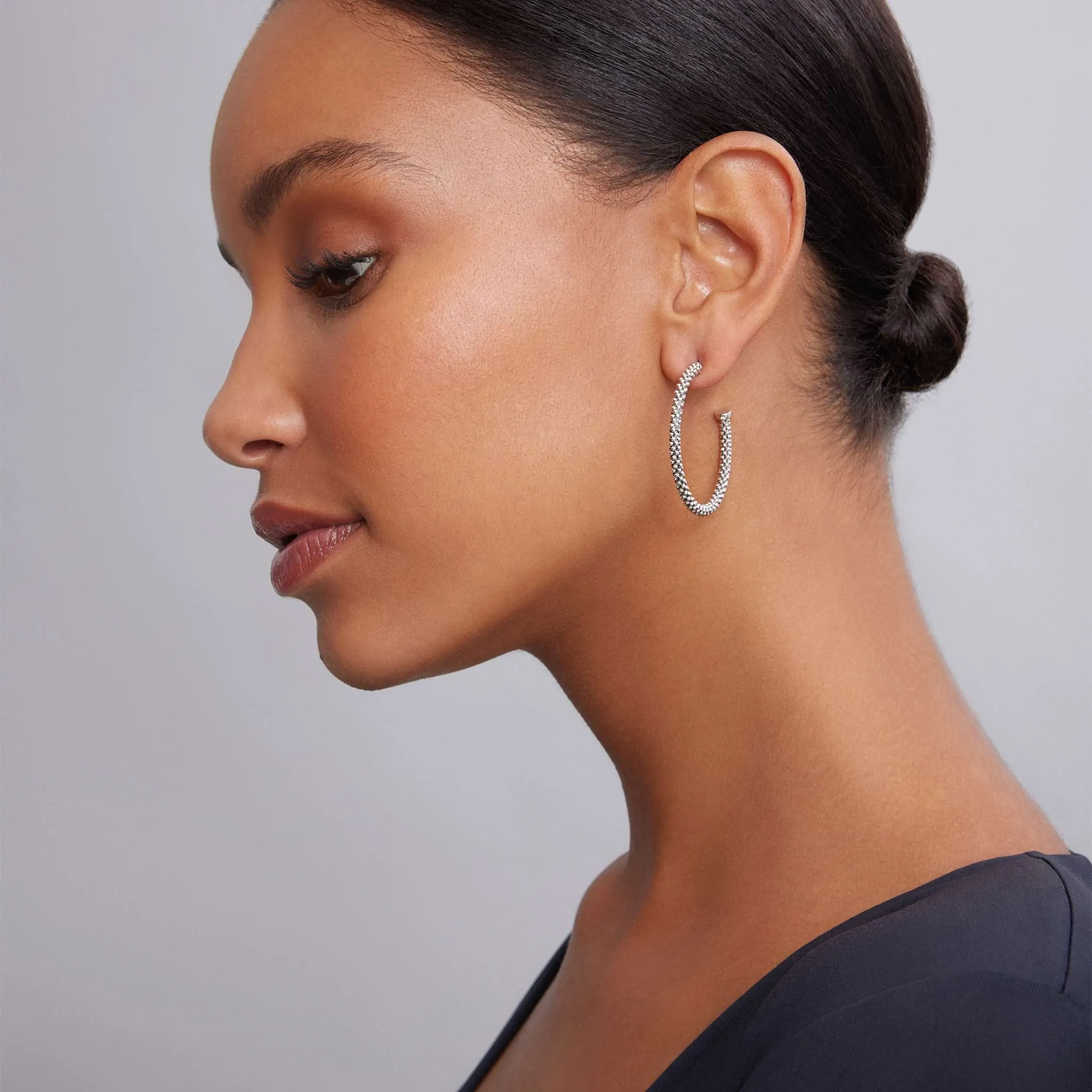 Signature Caviar Large Caviar Hoop Earrings