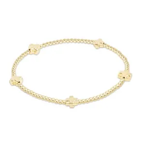 Signature Cross Small Gold 2MM Bead Bracelet