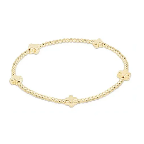 Signature Cross Small Gold 2MM Bead Bracelet