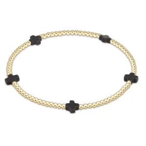 Signature Cross Small Gold Pattern 2mm Bracelet - Charcoal