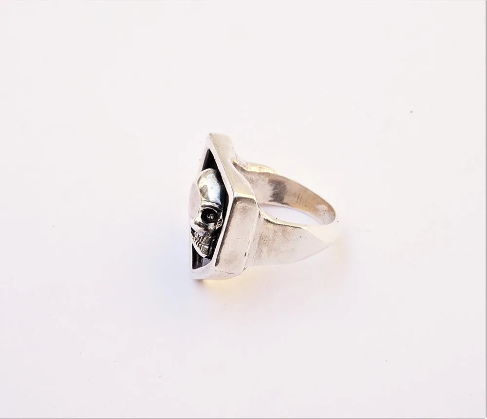 Signet Skull Biker Ring